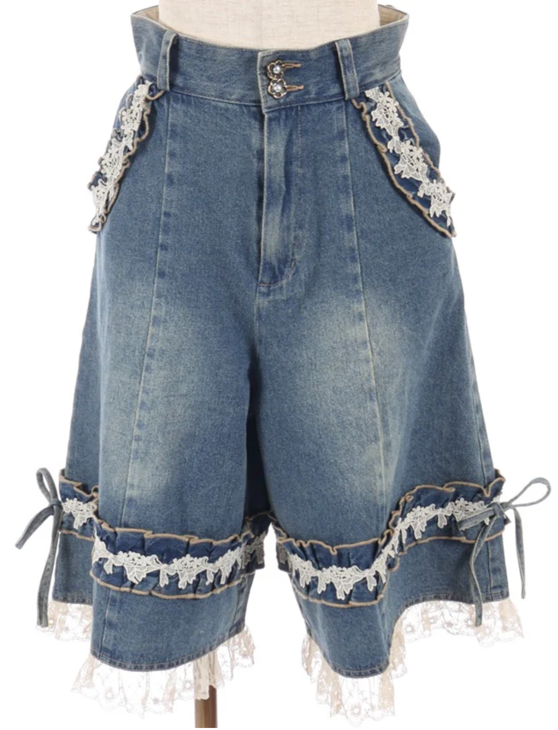 Frill Half Denim Pants