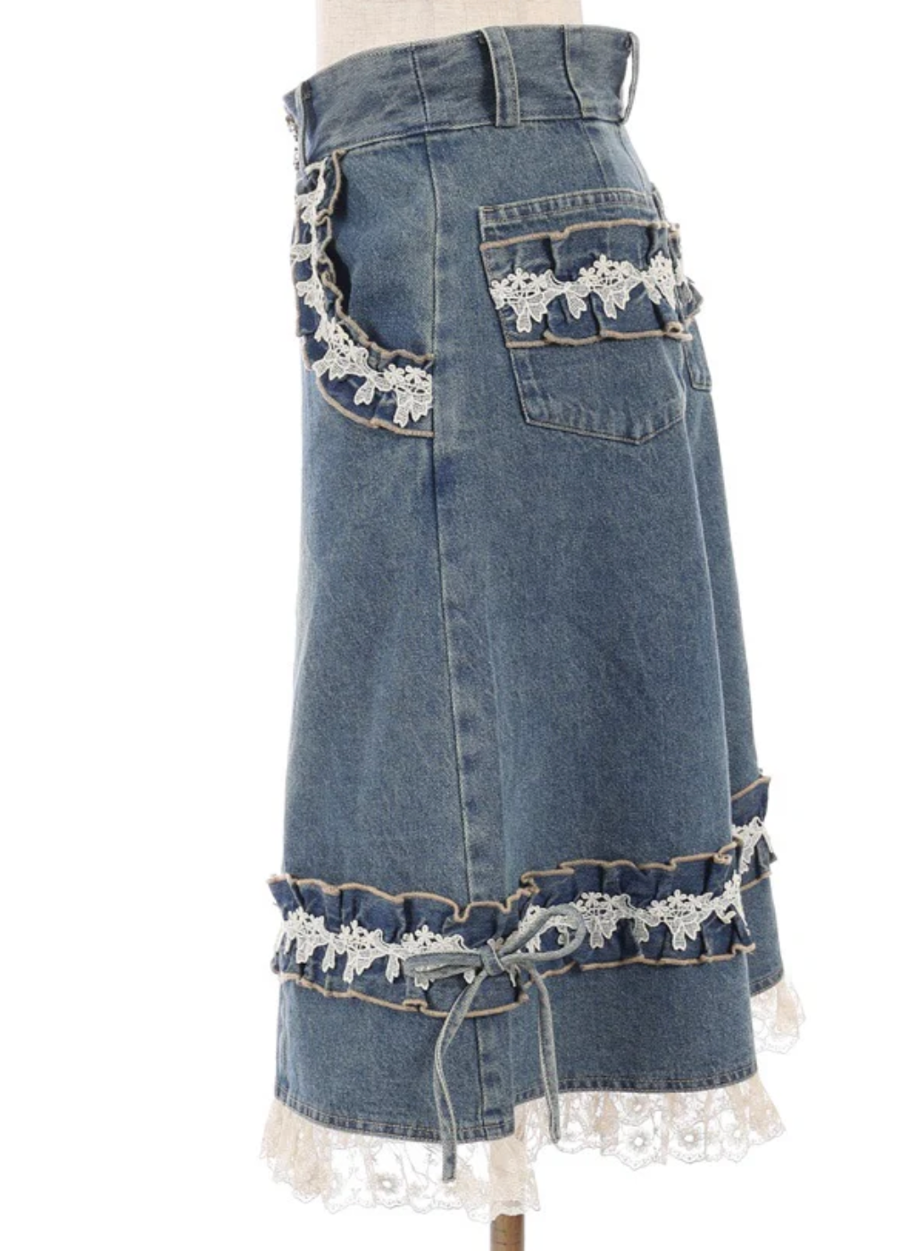 Frill Half Denim Pants