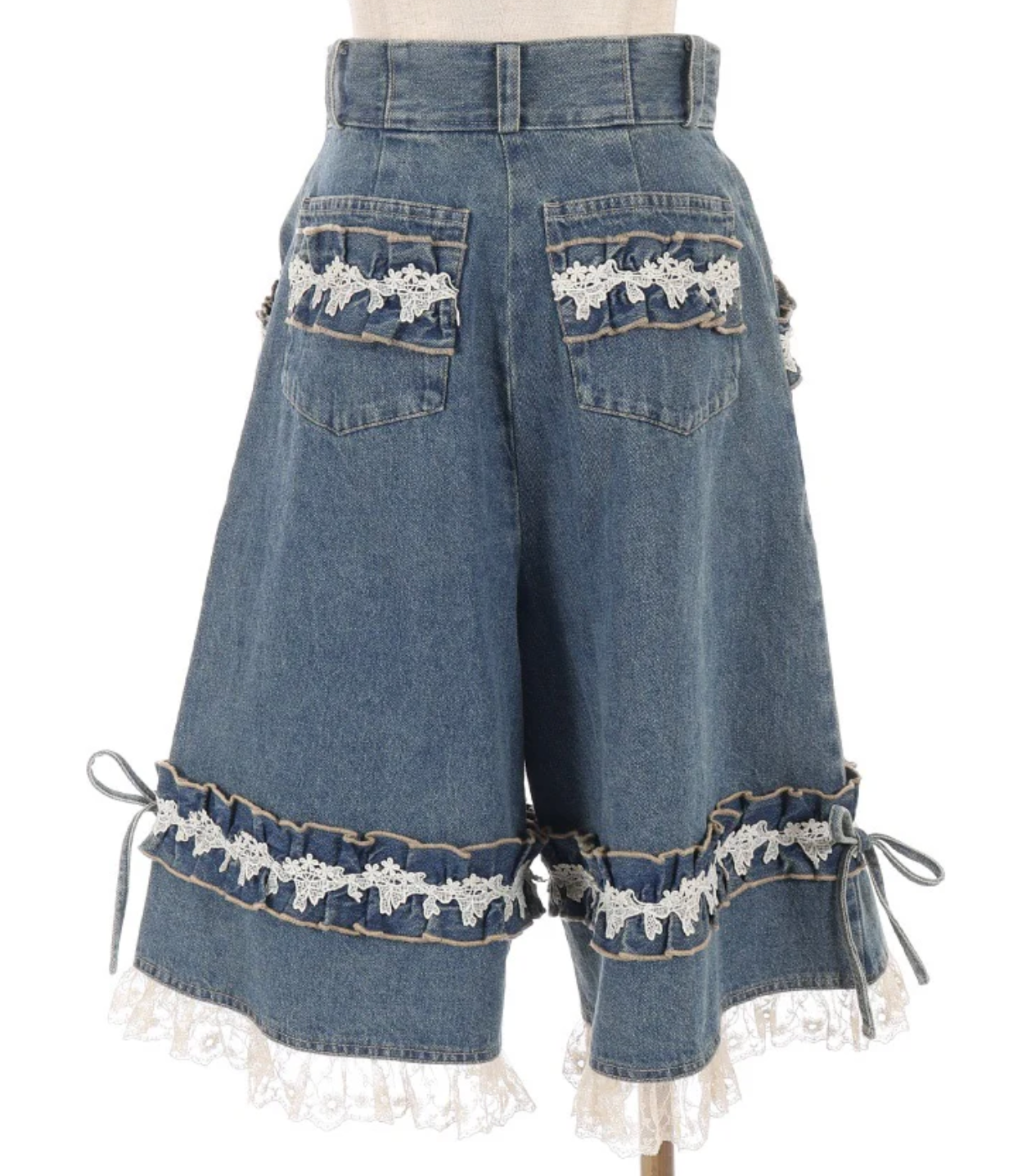 Frill Half Denim Pants