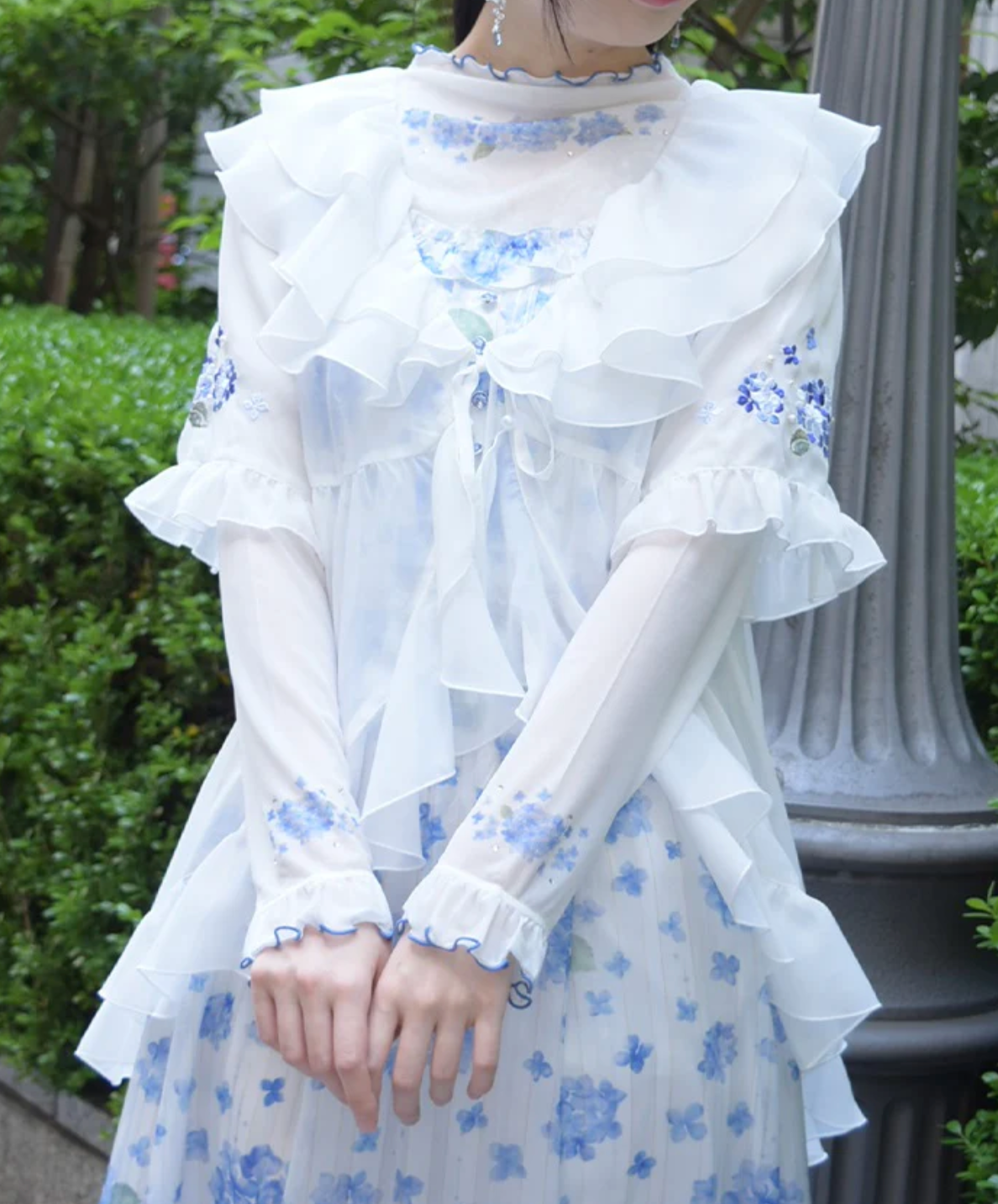 Hydrangea Embroidery Frill Gown