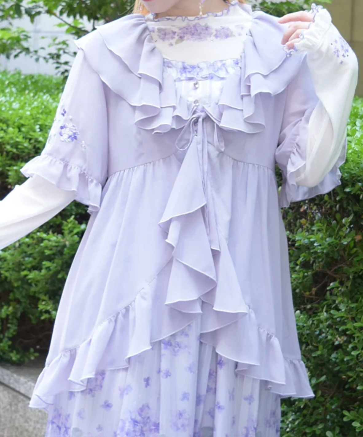 Hydrangea Embroidery Frill Gown