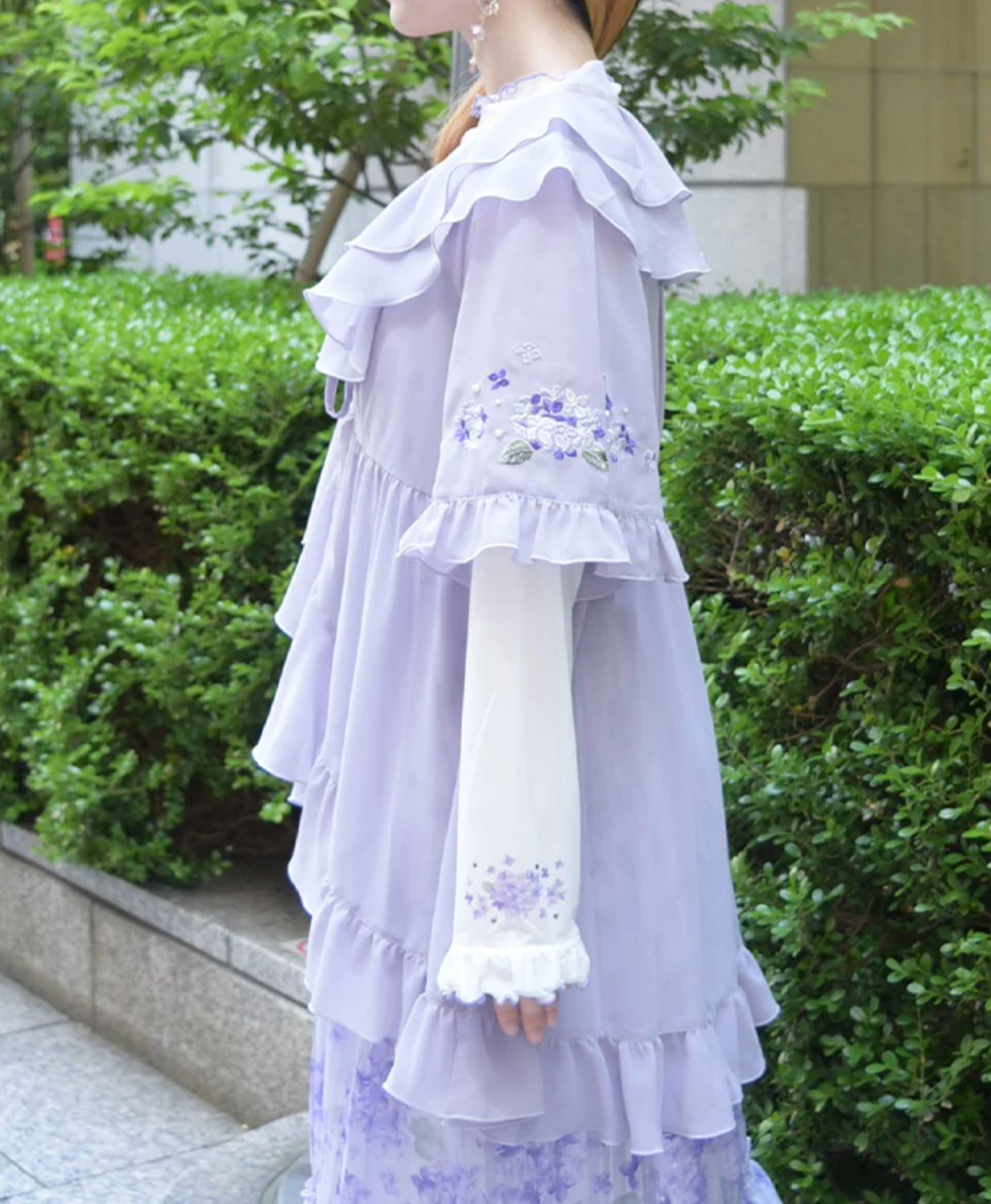 Hydrangea Embroidery Frill Gown