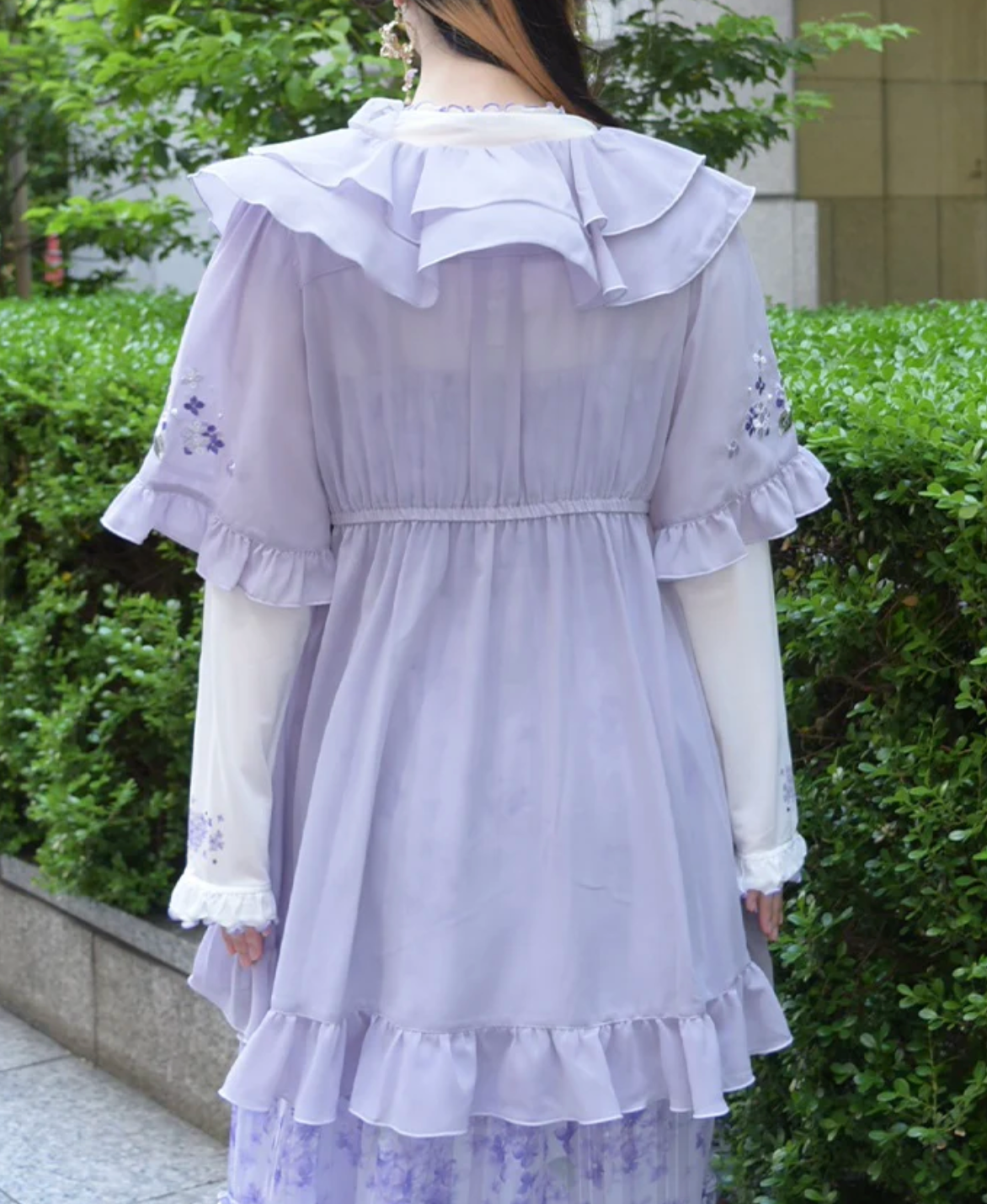 Hydrangea Embroidery Frill Gown