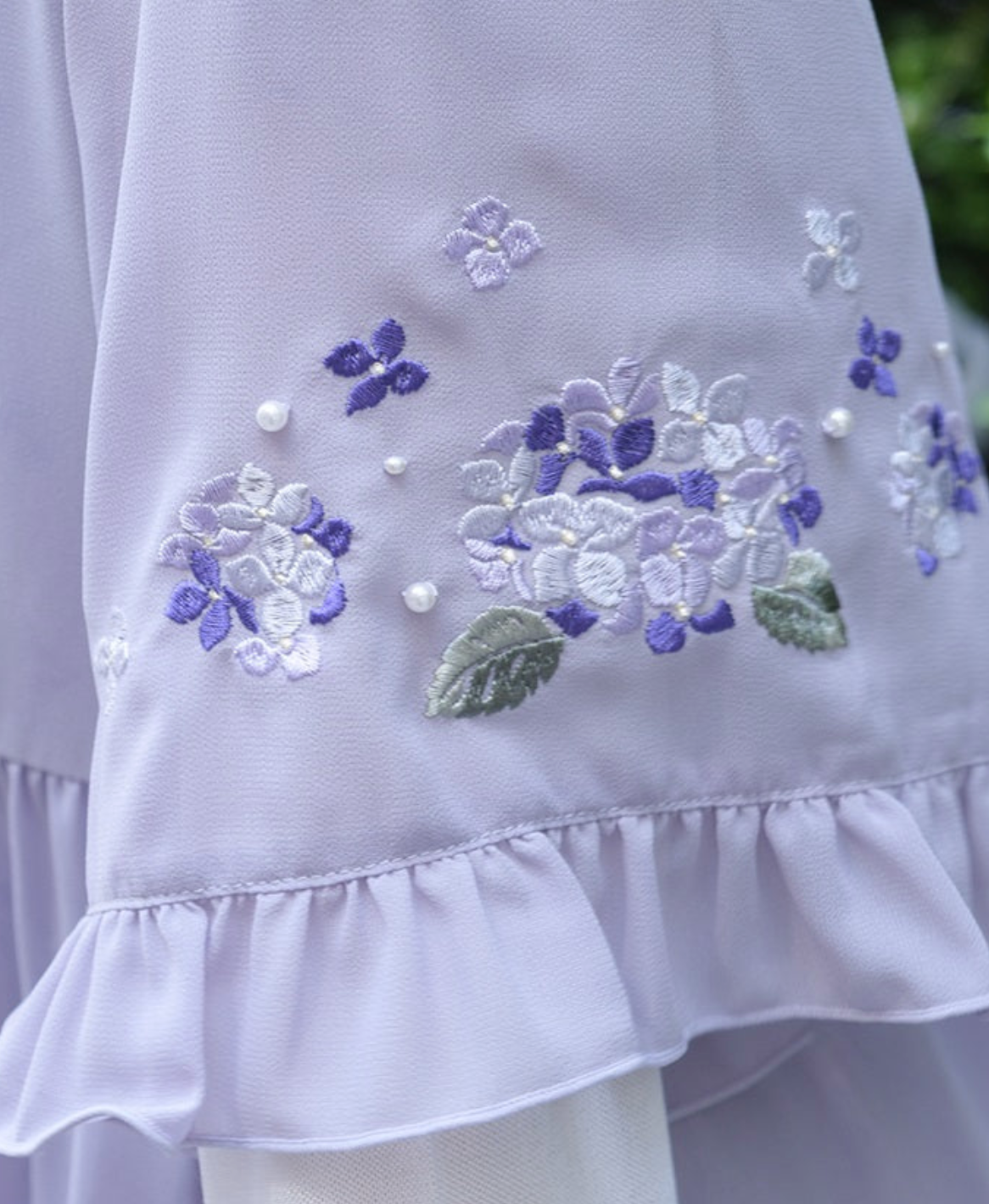 Hydrangea Embroidery Frill Gown