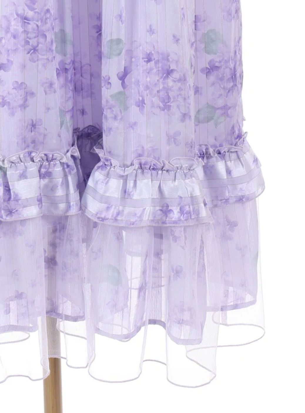 Hydrangea Pattern Shoulder Ribbon Dress