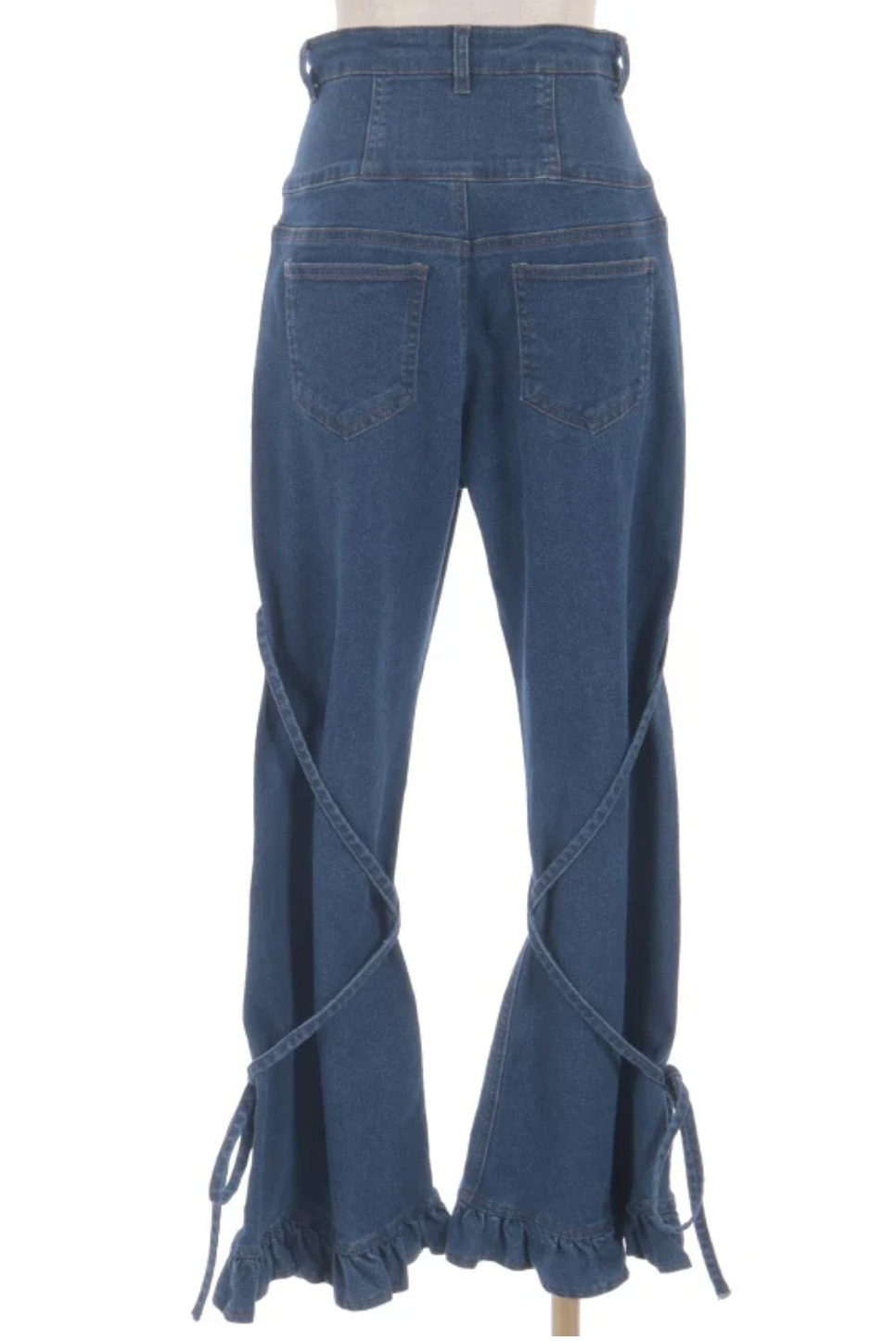 Stretch Denim Pants with Ribbon
