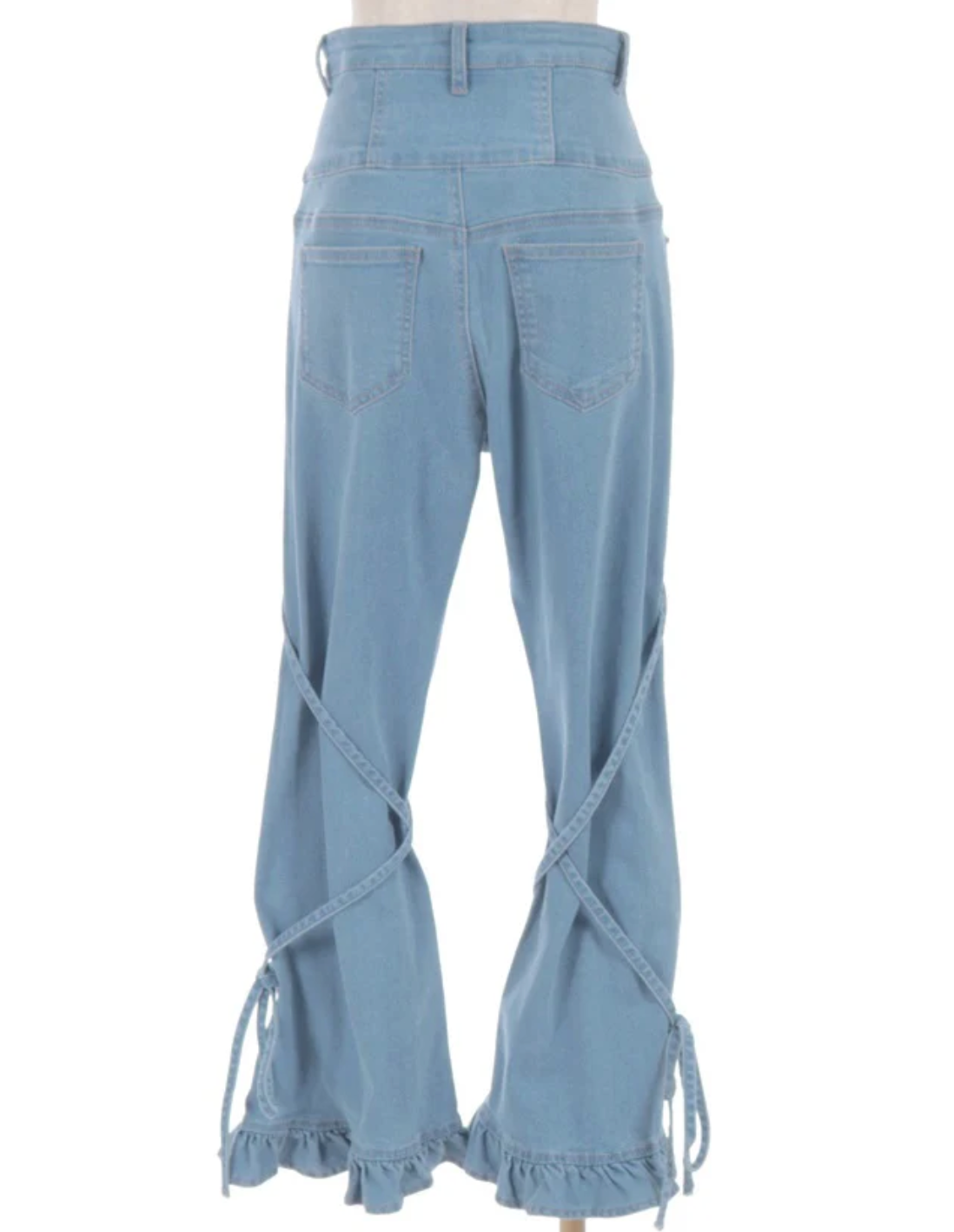 Stretch Denim Pants with Ribbon