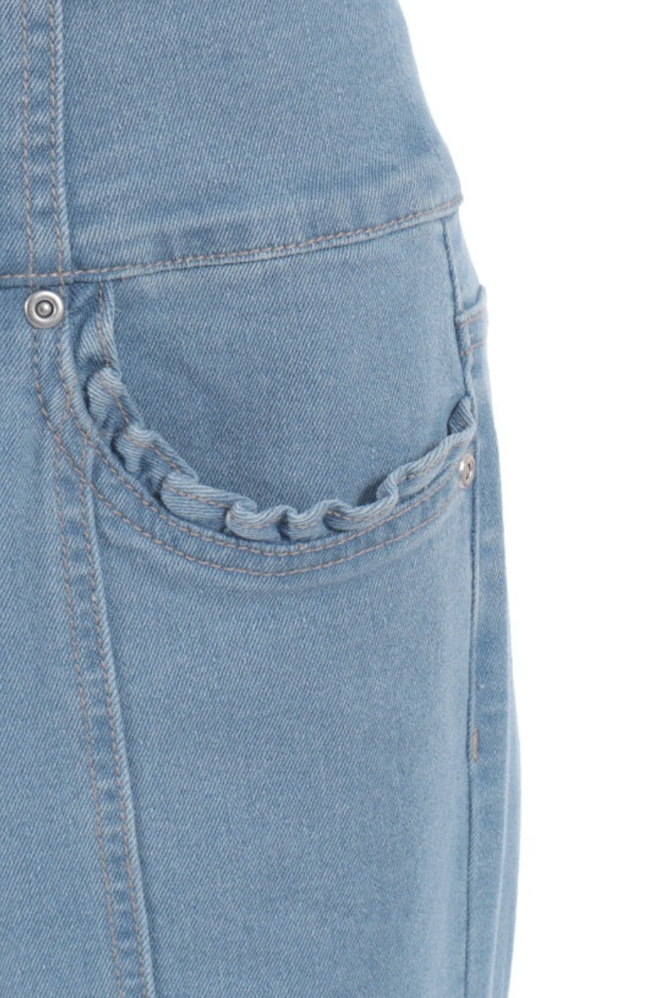 Stretch Denim Pants with Ribbon