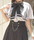 Ribbon & Flap Design Short Sleeve Blouse