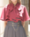 Ribbon & Flap Design Short Sleeve Blouse