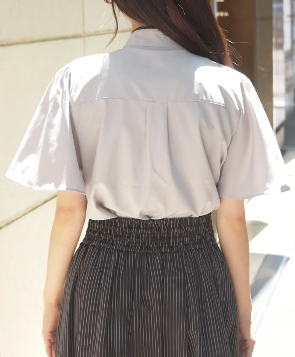 Ribbon & Flap Design Short Sleeve Blouse