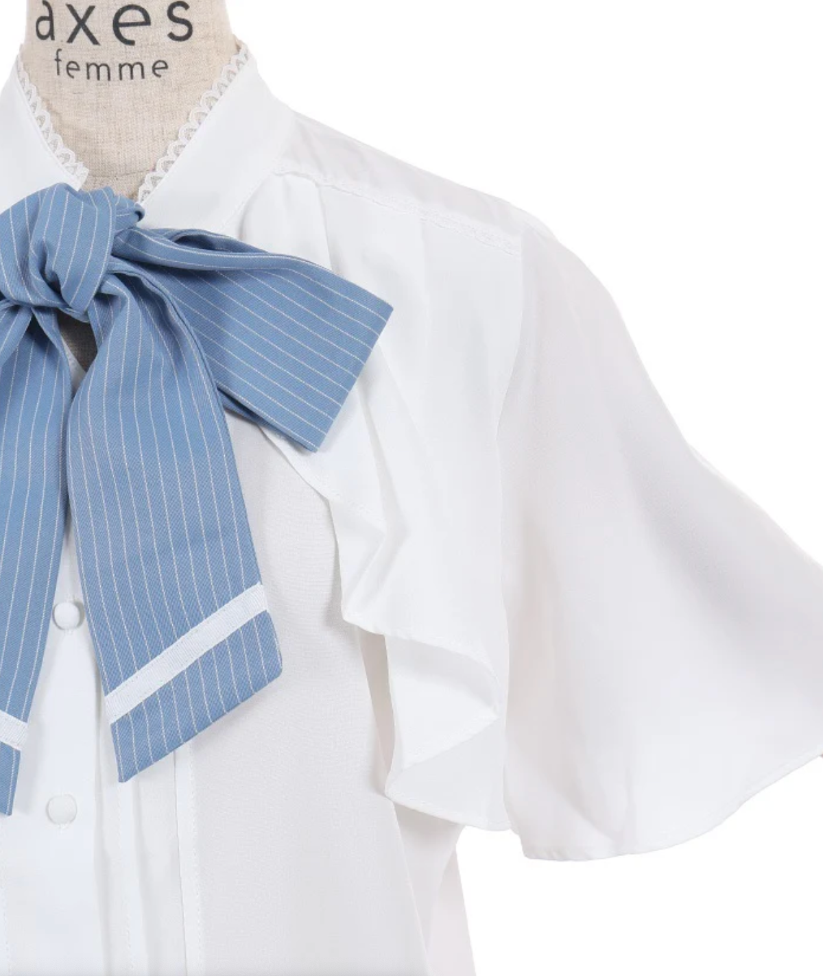 Ribbon & Flap Design Short Sleeve Blouse