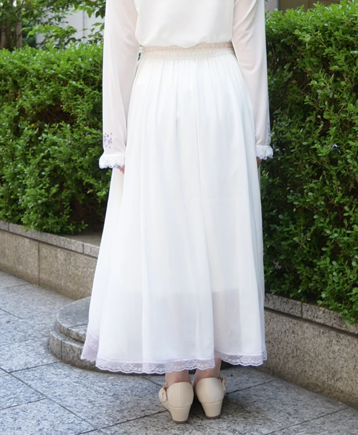 Color Scheme Lace Willow Crepe Frill Skirt