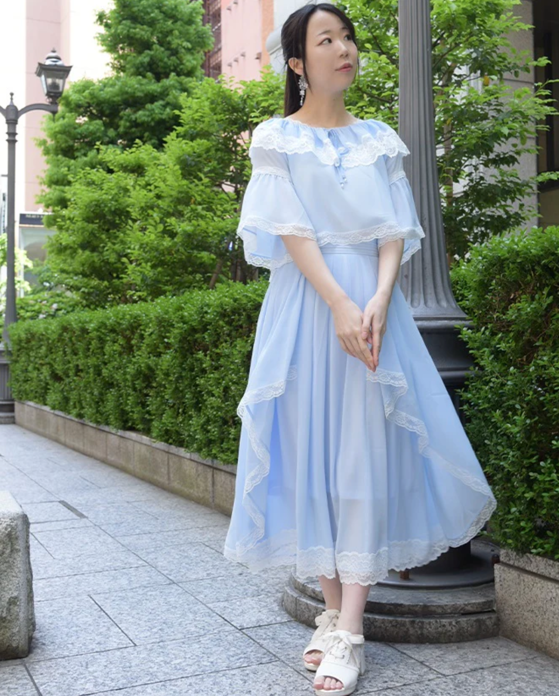 Color Scheme Lace Willow Crepe Frill Skirt