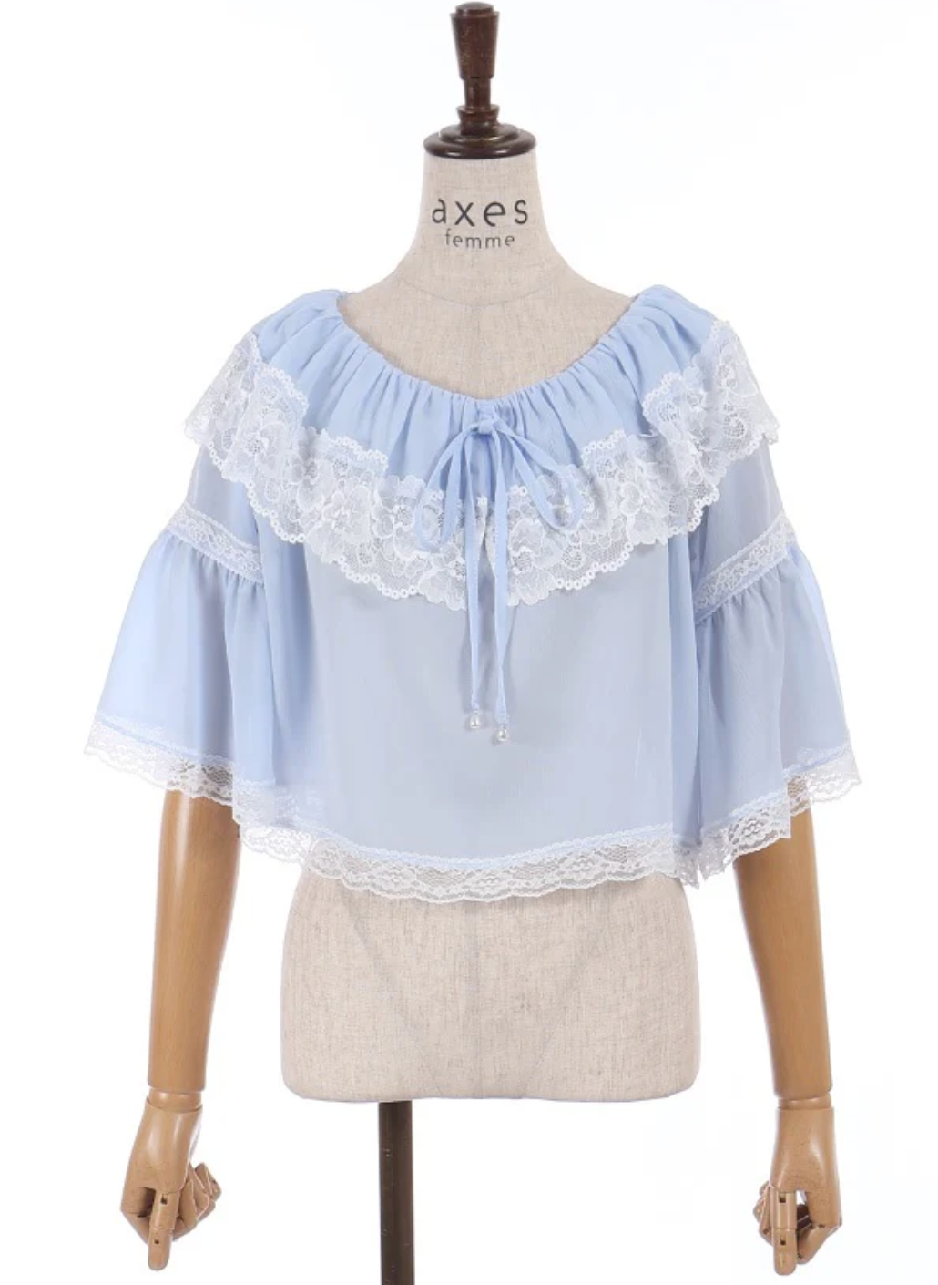 Color Scheme Lace Willow Crepe Frill Blouse