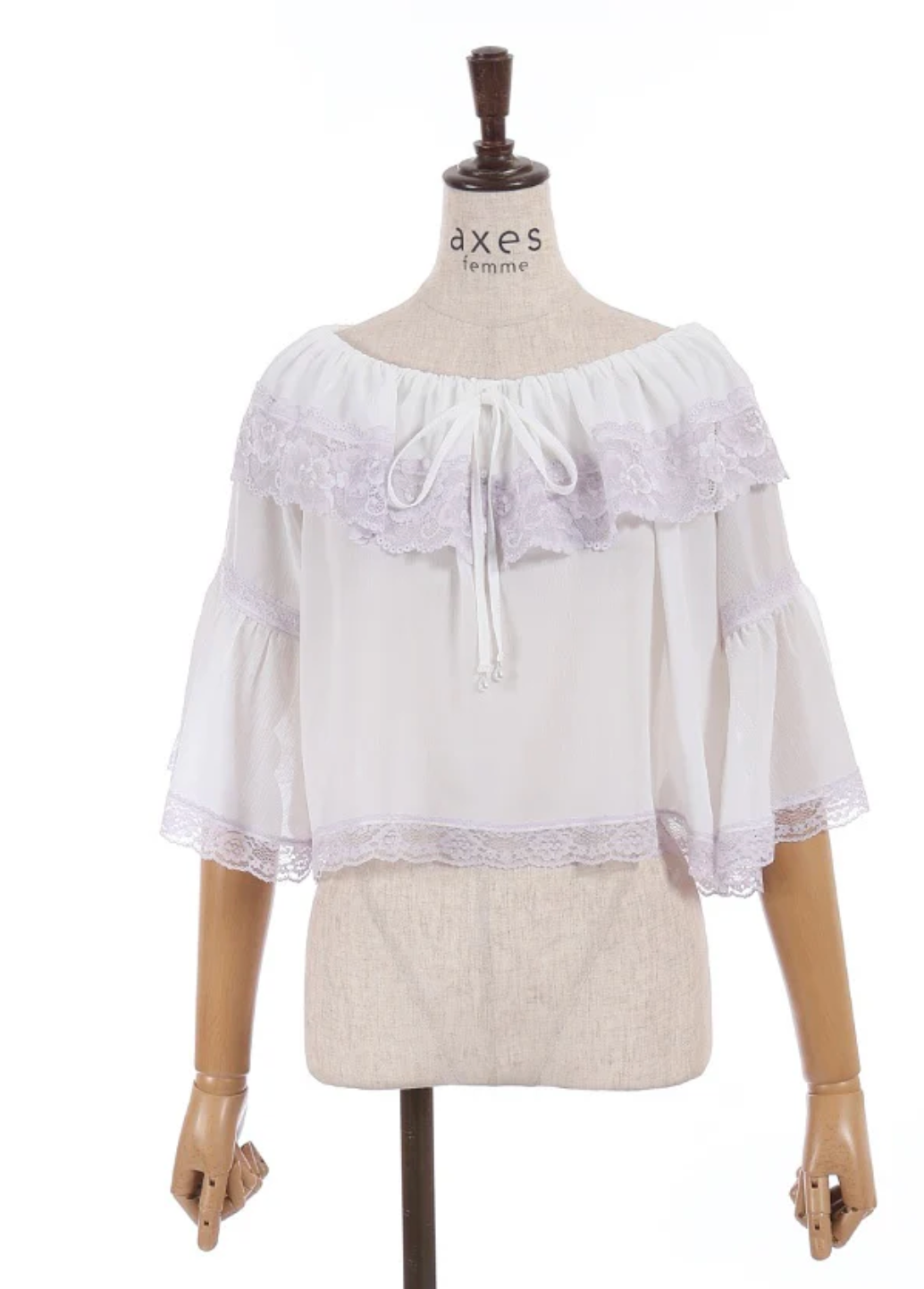 Color Scheme Lace Willow Crepe Frill Blouse