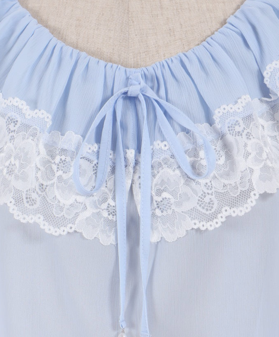 Color Scheme Lace Willow Crepe Frill Blouse