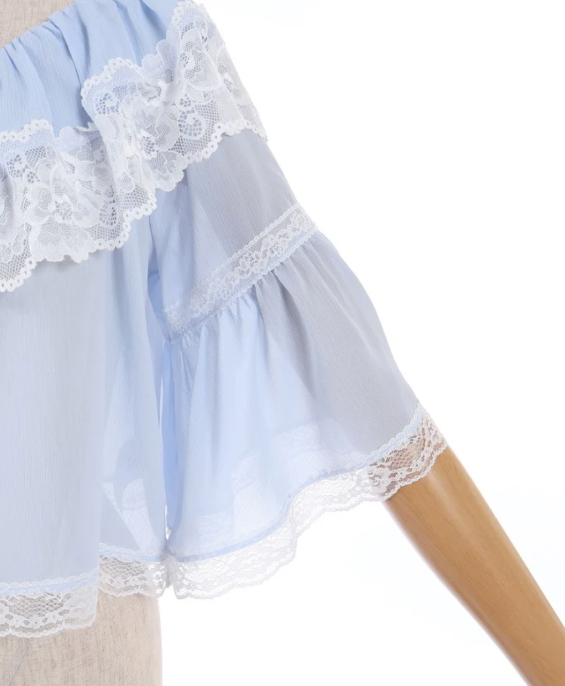 Color Scheme Lace Willow Crepe Frill Blouse