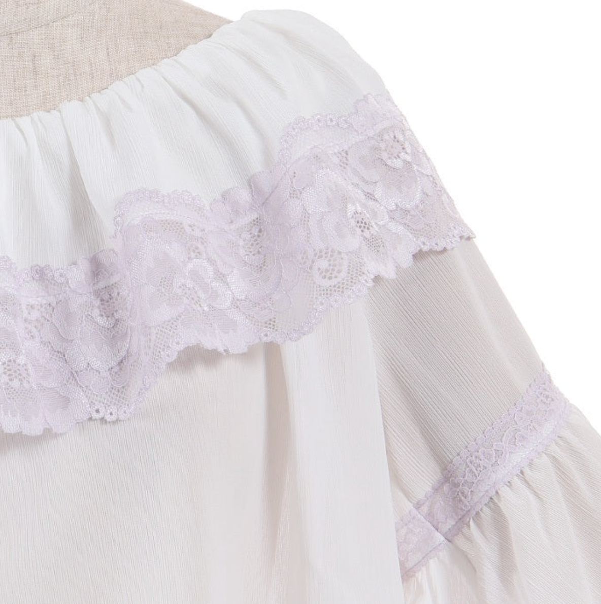 Color Scheme Lace Willow Crepe Frill Blouse