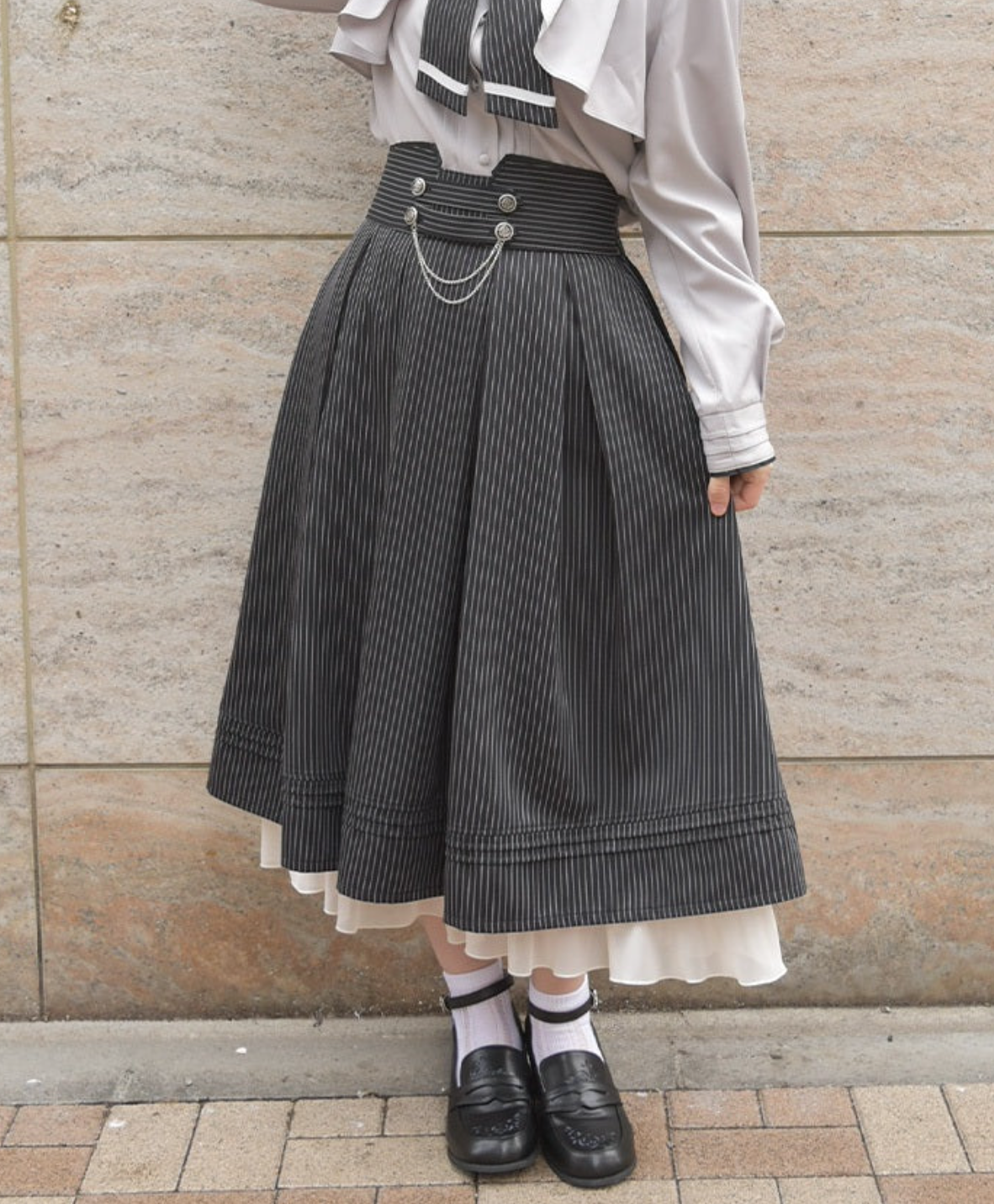 Double Button Skirt with Chain