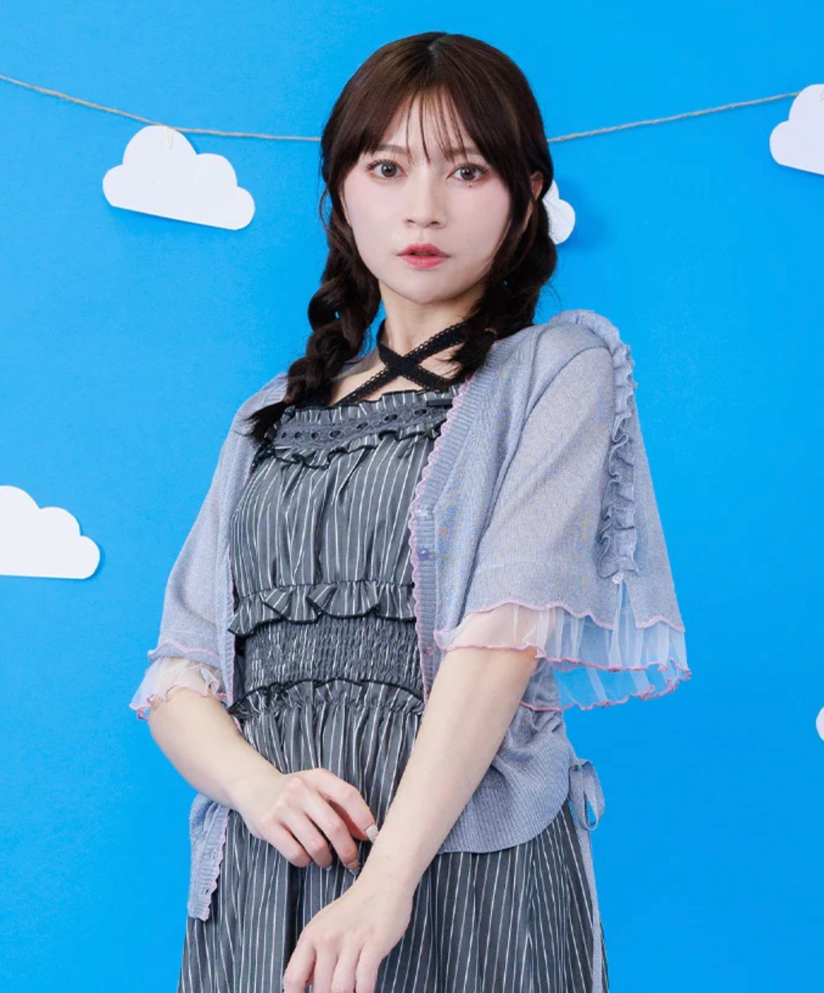 【Andequal】bicolor 2way knit Bicolor Lamé Knit Cardigan