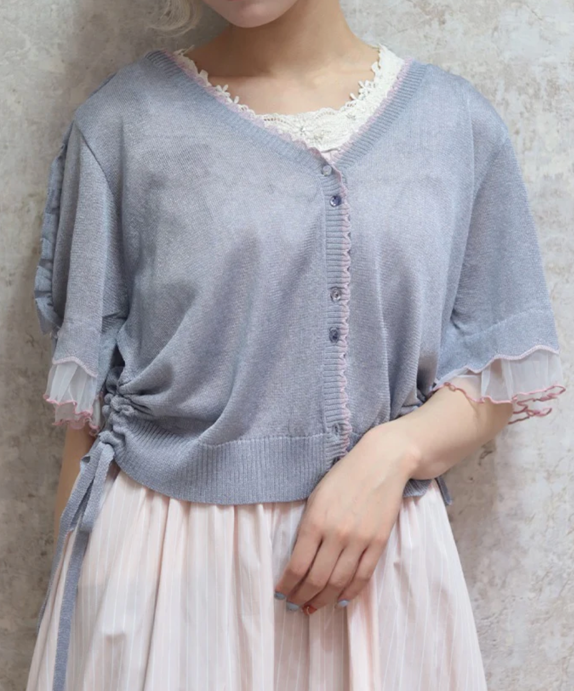 Bicolor Lamé Knit Cardigan