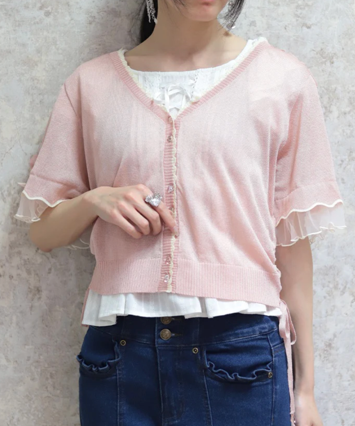 Bicolor Lamé Knit Cardigan