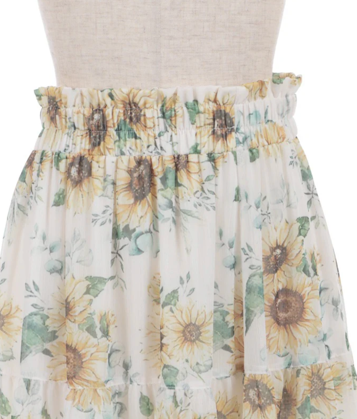Sunflower Pattern Tiered Skirt