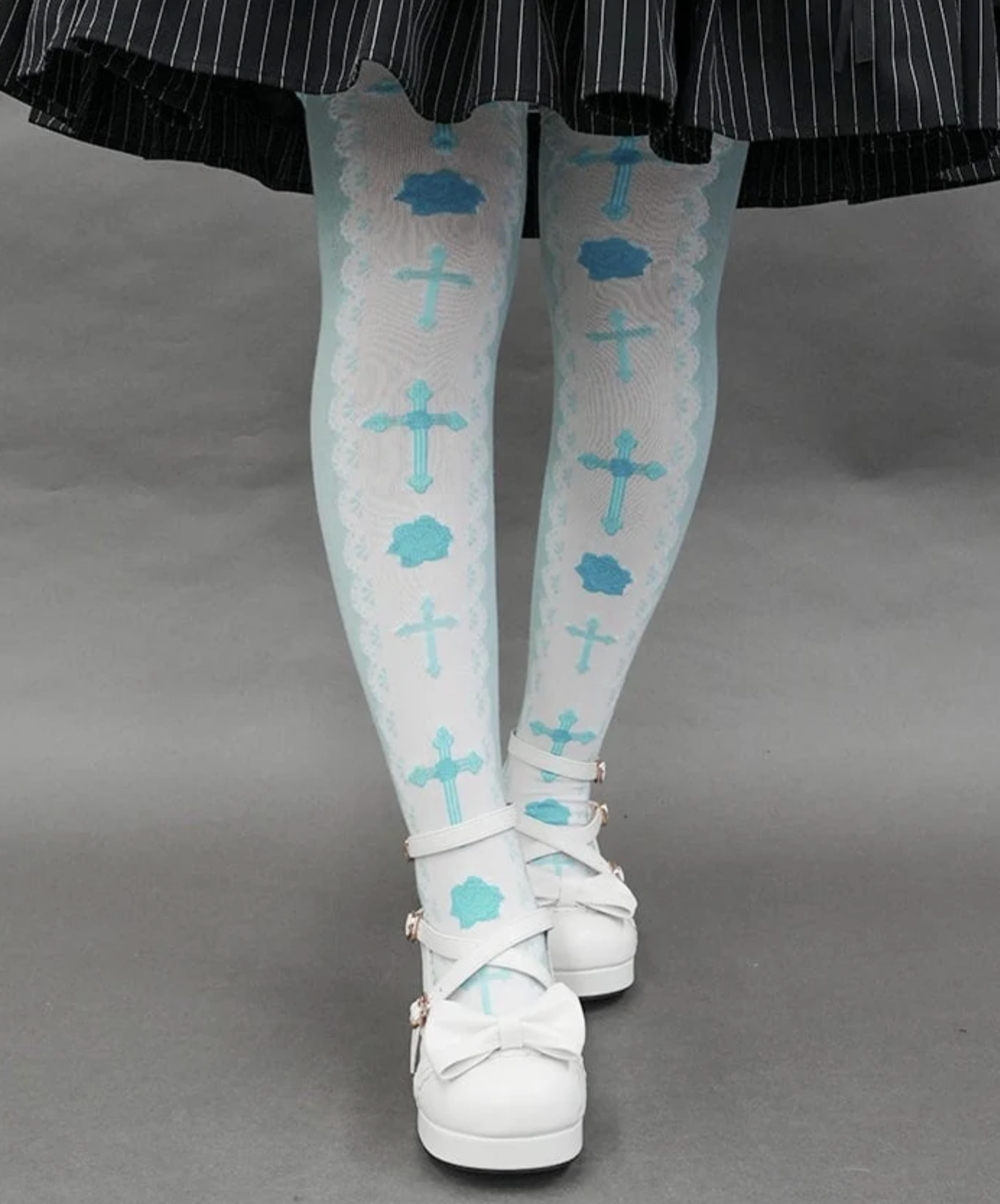 Cross Rose Over-knee Socks