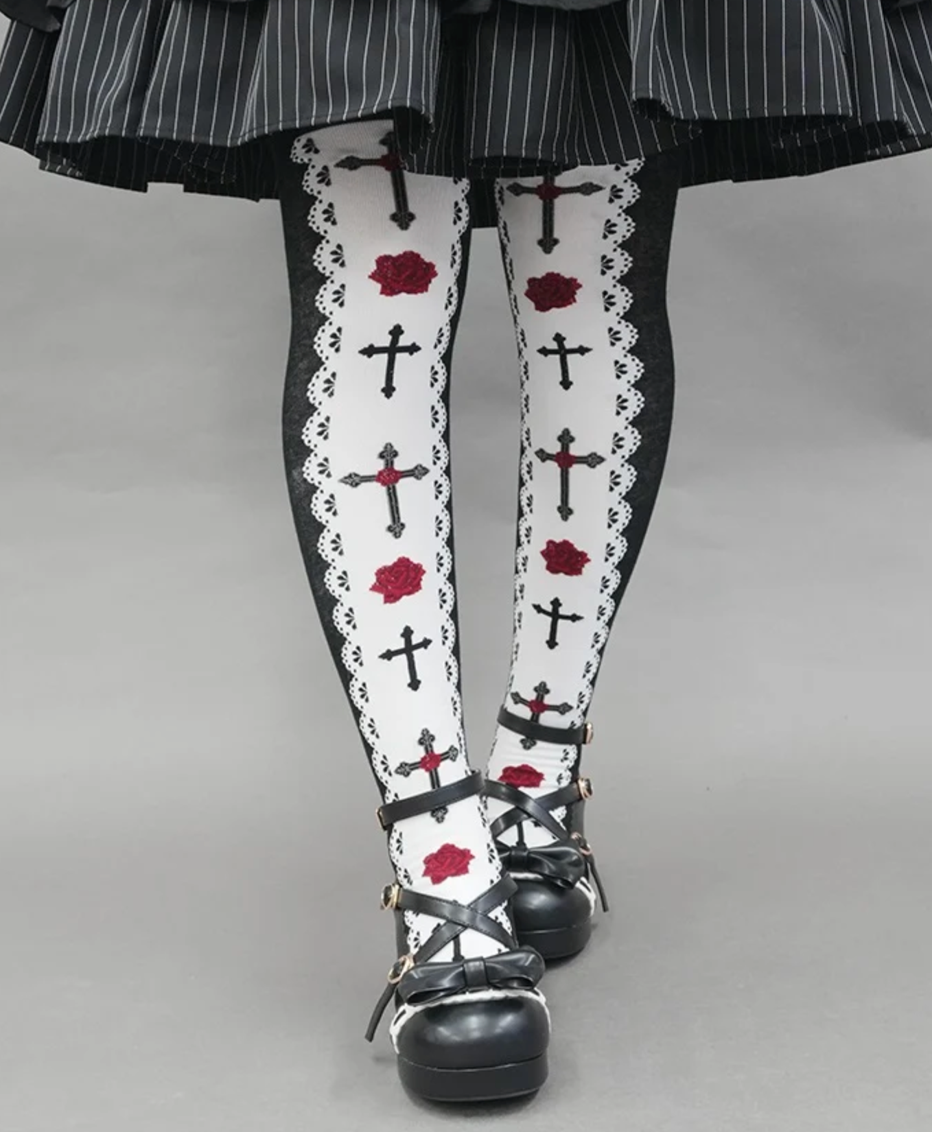 Cross Rose Over-knee Socks