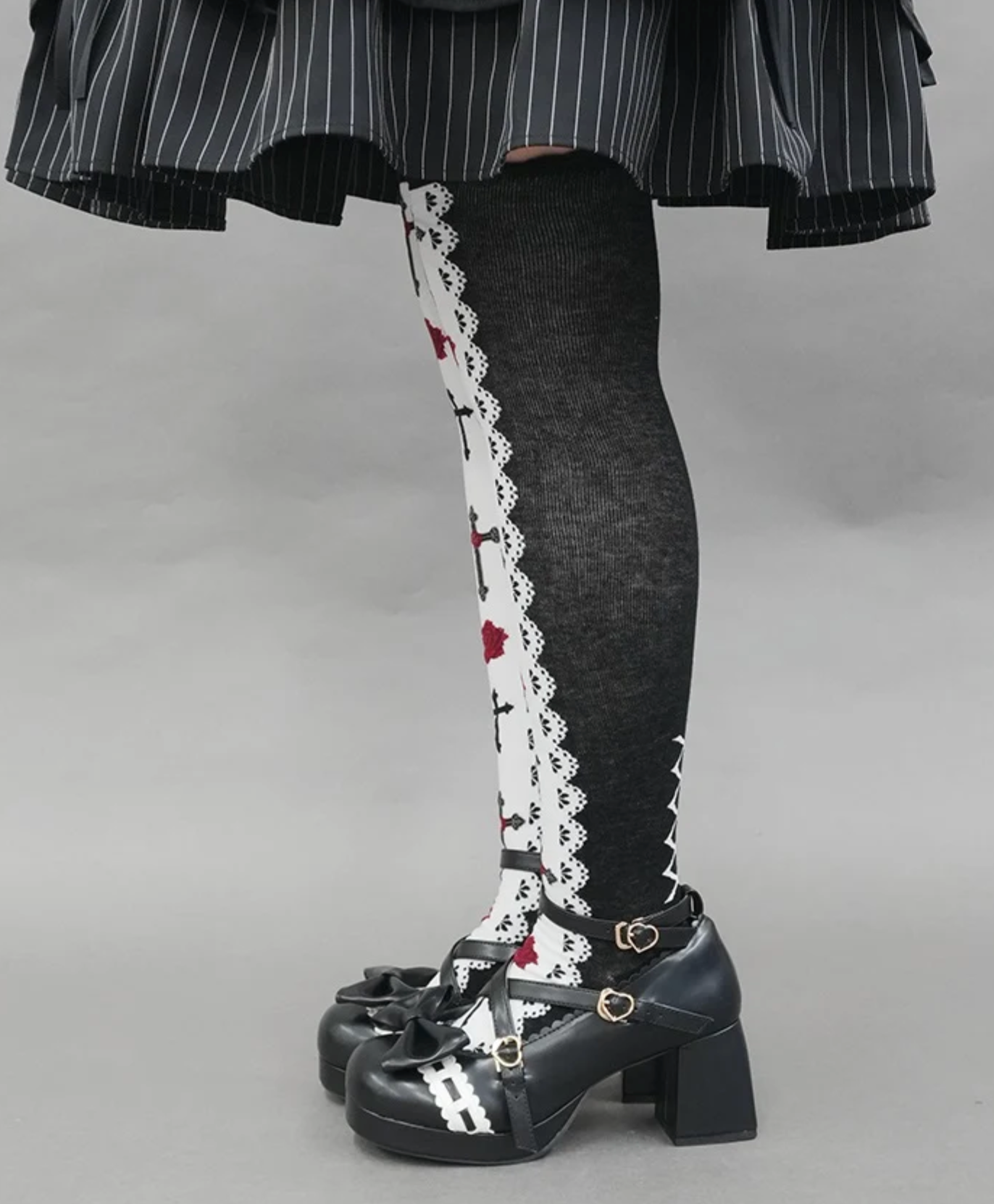 Cross Rose Over-knee Socks