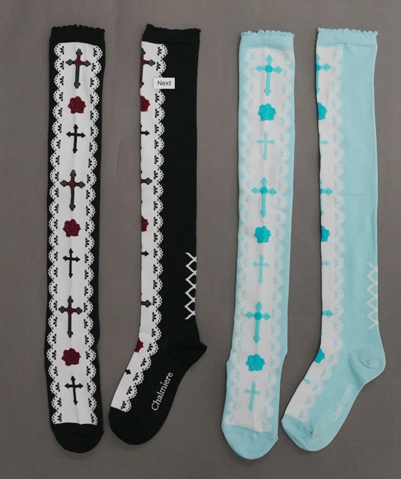 Cross Rose Over-knee Socks
