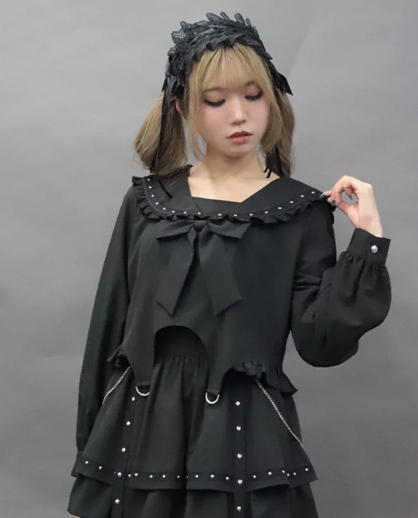 Studs Design Sailor Blouse