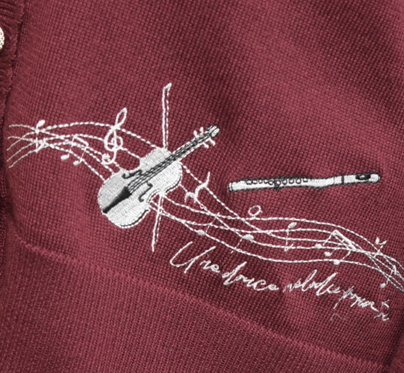 Music Embroidery Short Knit Cardigan