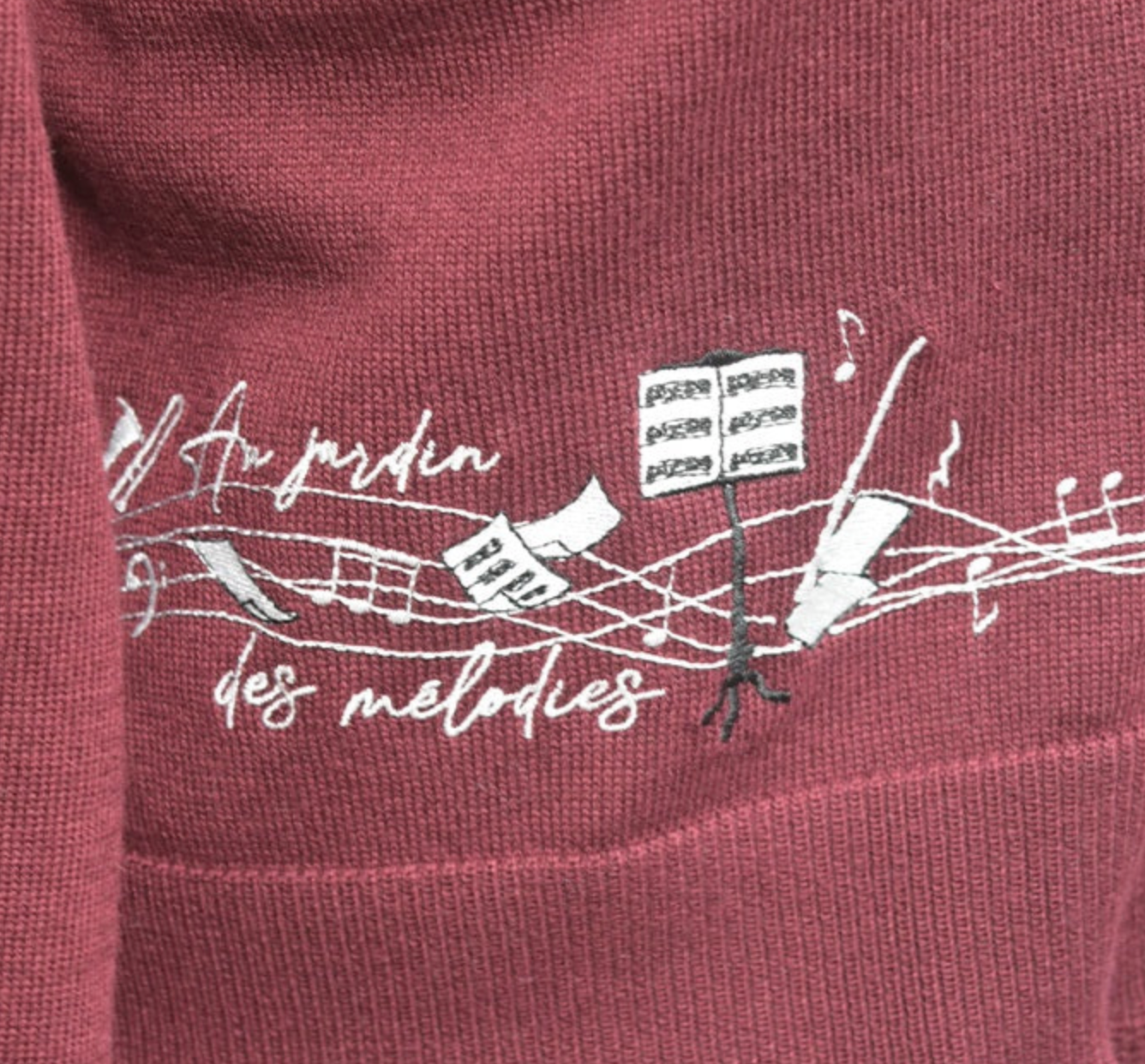 Music Embroidery Short Knit Cardigan