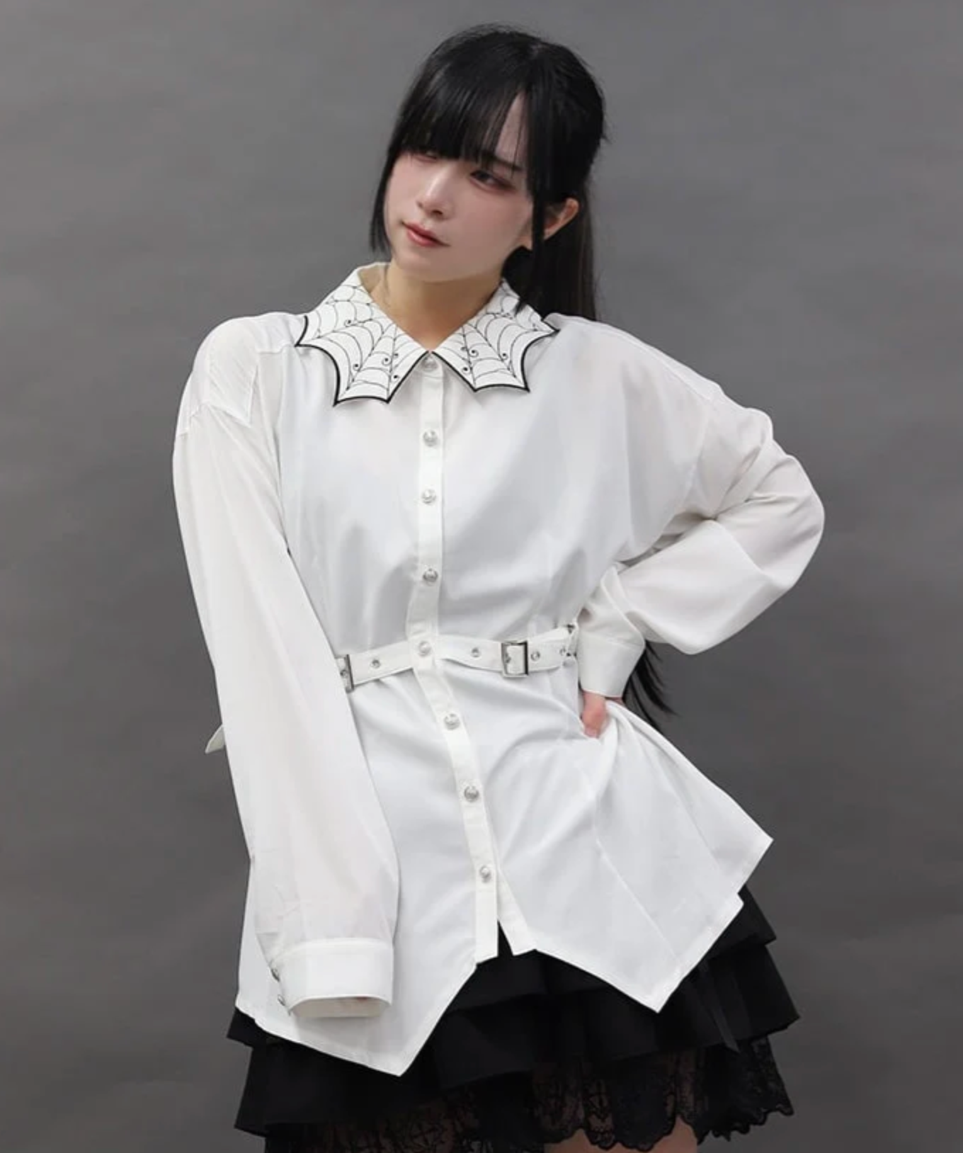 Spider Collar Embroidery Shirt