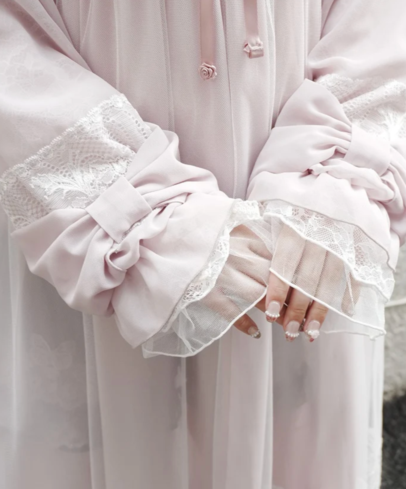 Frill Collar Ribbon Sheer Gown