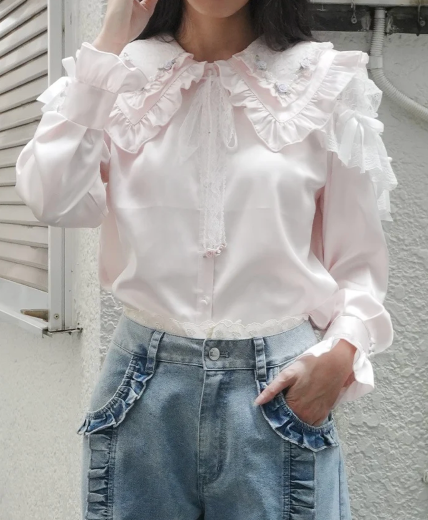 Lace Layered Sailor Blouse
