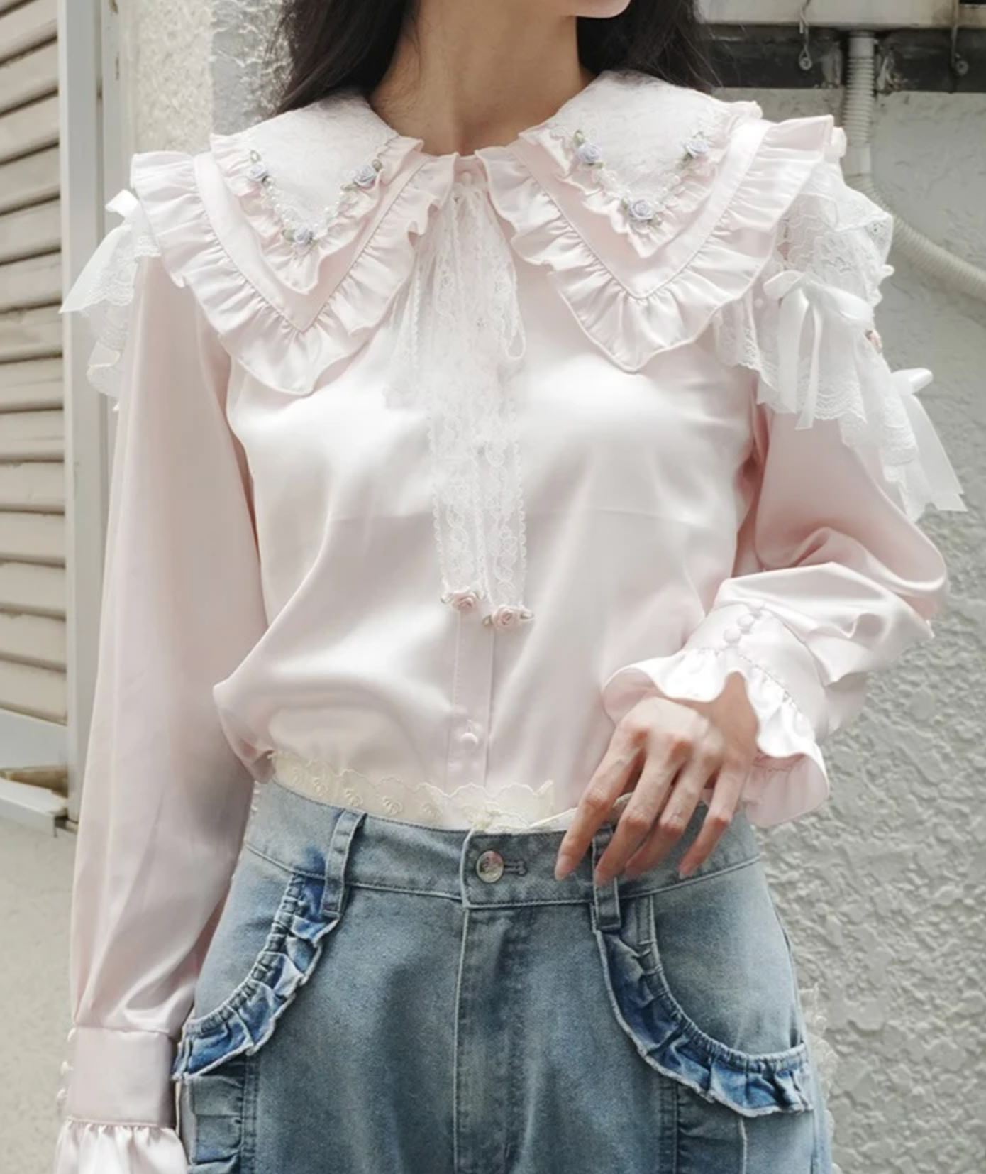 Lace Layered Sailor Blouse