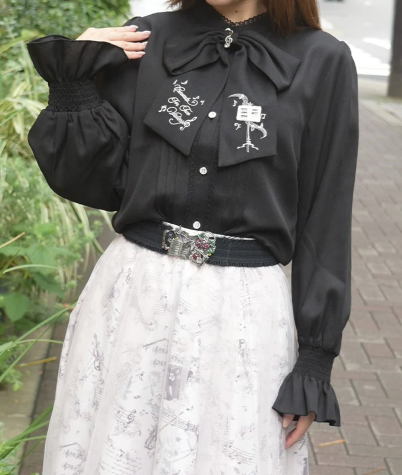 Music Embroidery Ribbon Blouse