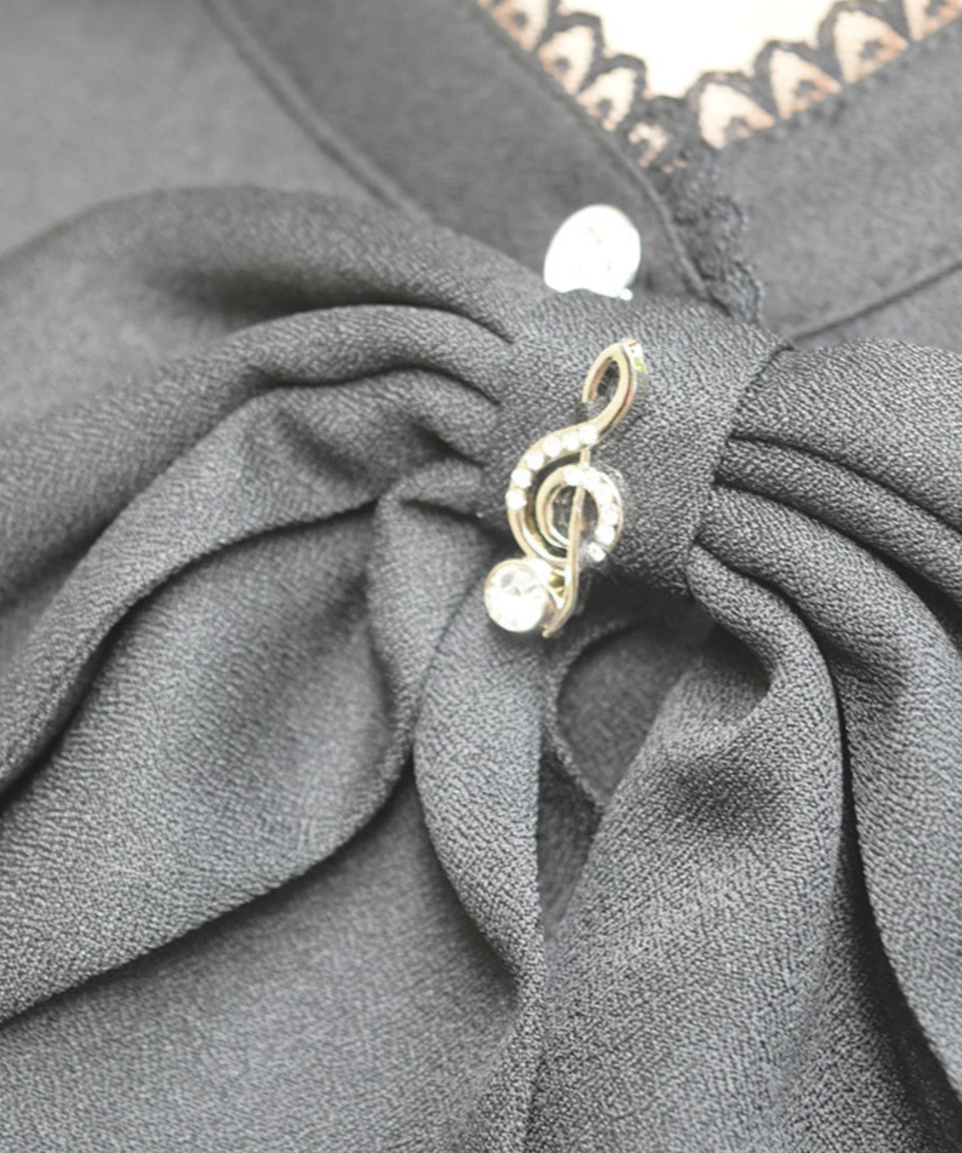 Music Embroidery Ribbon Blouse