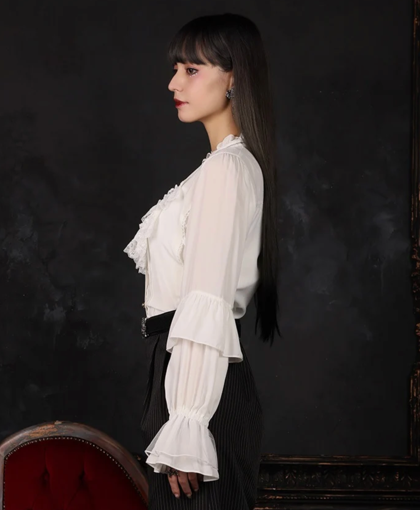 Lace-Up & Frill Blouse