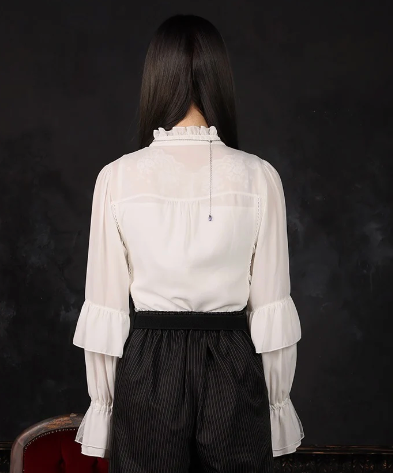 Lace-Up & Frill Blouse