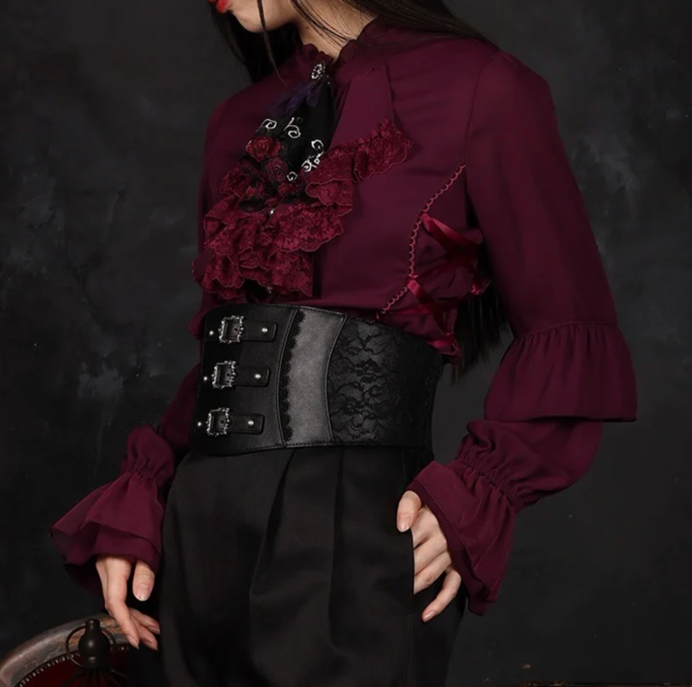 Lace-Up & Frill Blouse