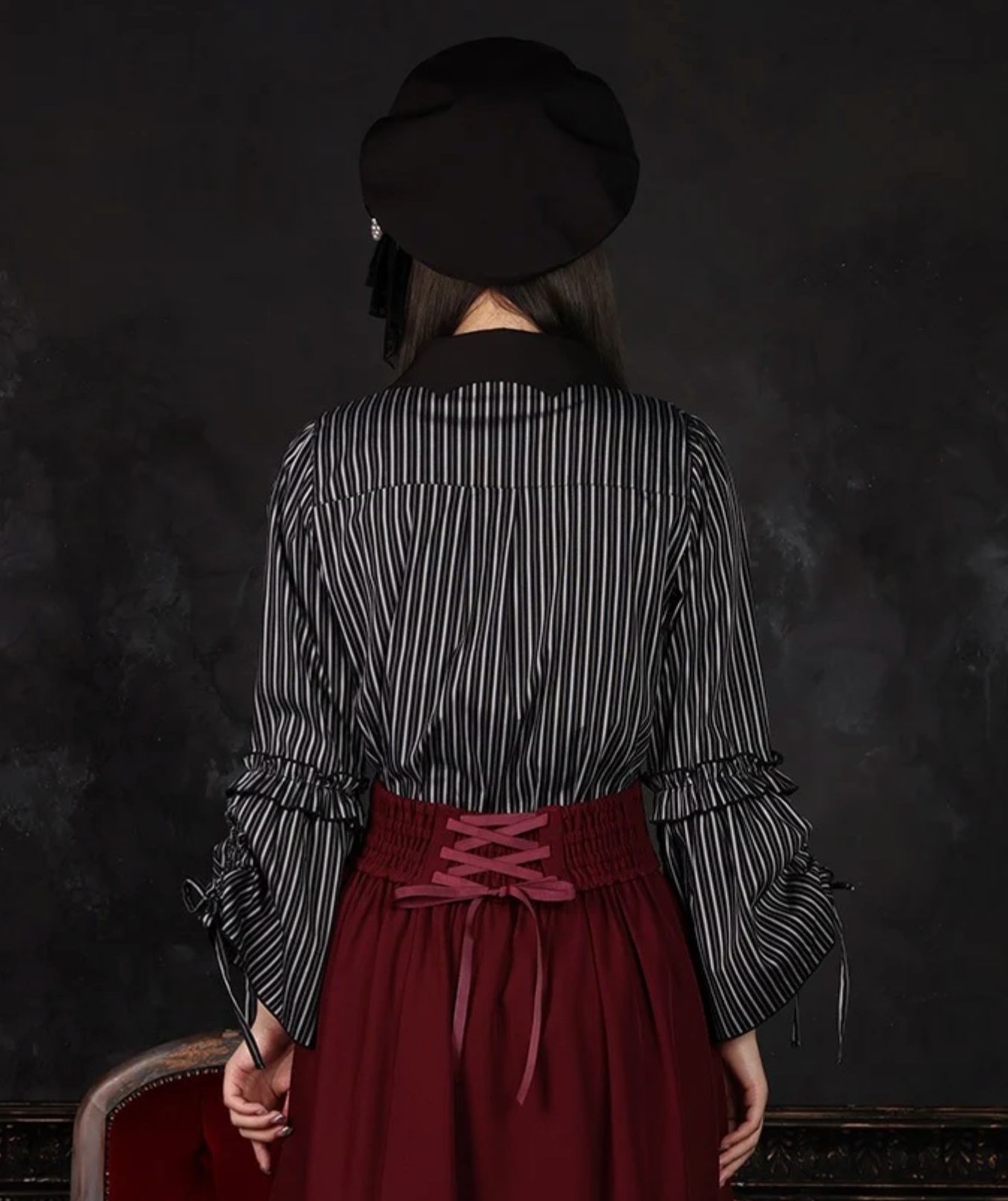 Cross Embroidery Tie Blouse
