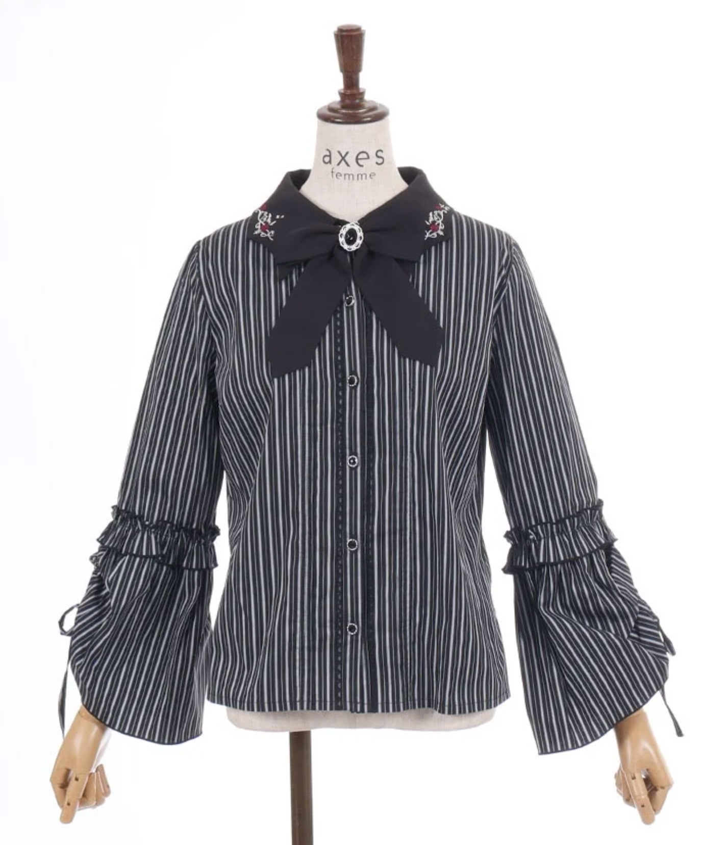 Cross Embroidery Tie Blouse