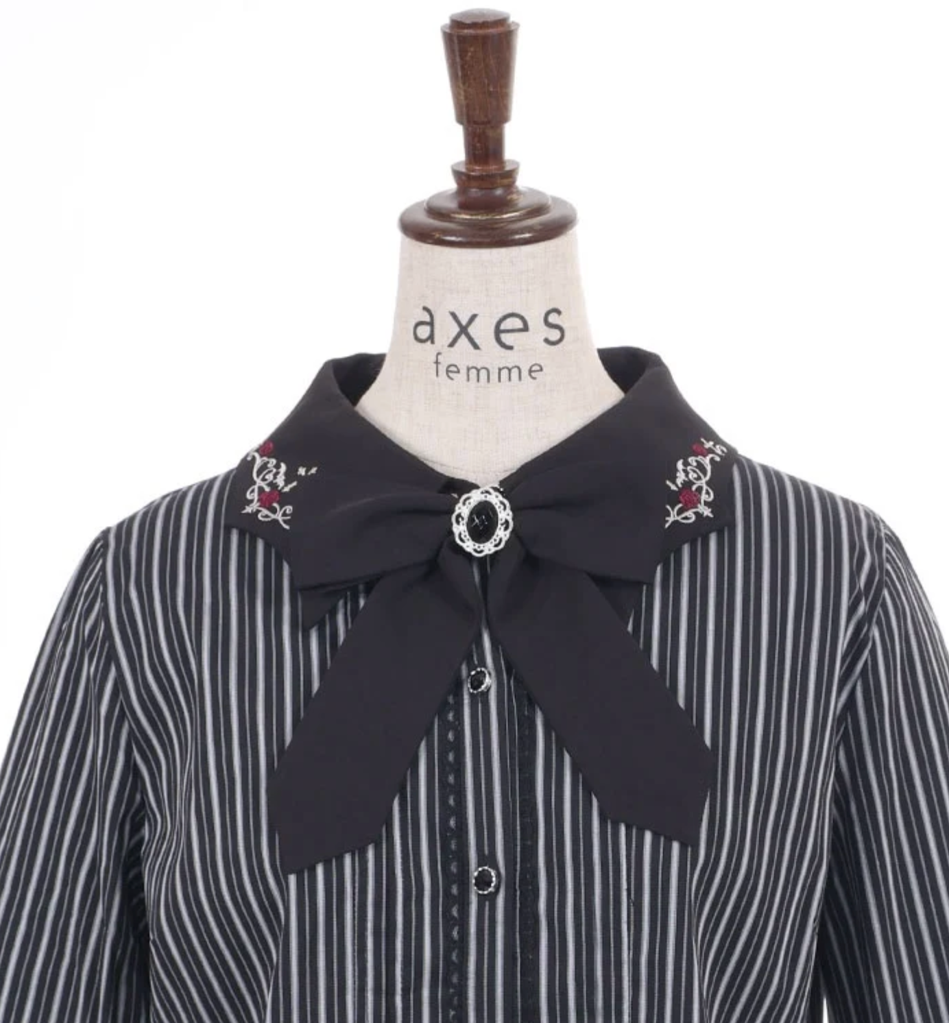 Cross Embroidery Tie Blouse