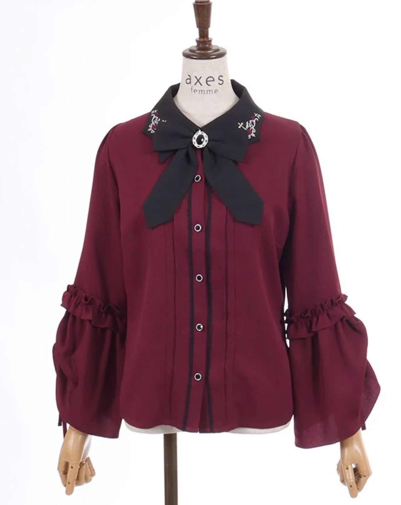 Cross Embroidery Tie Blouse