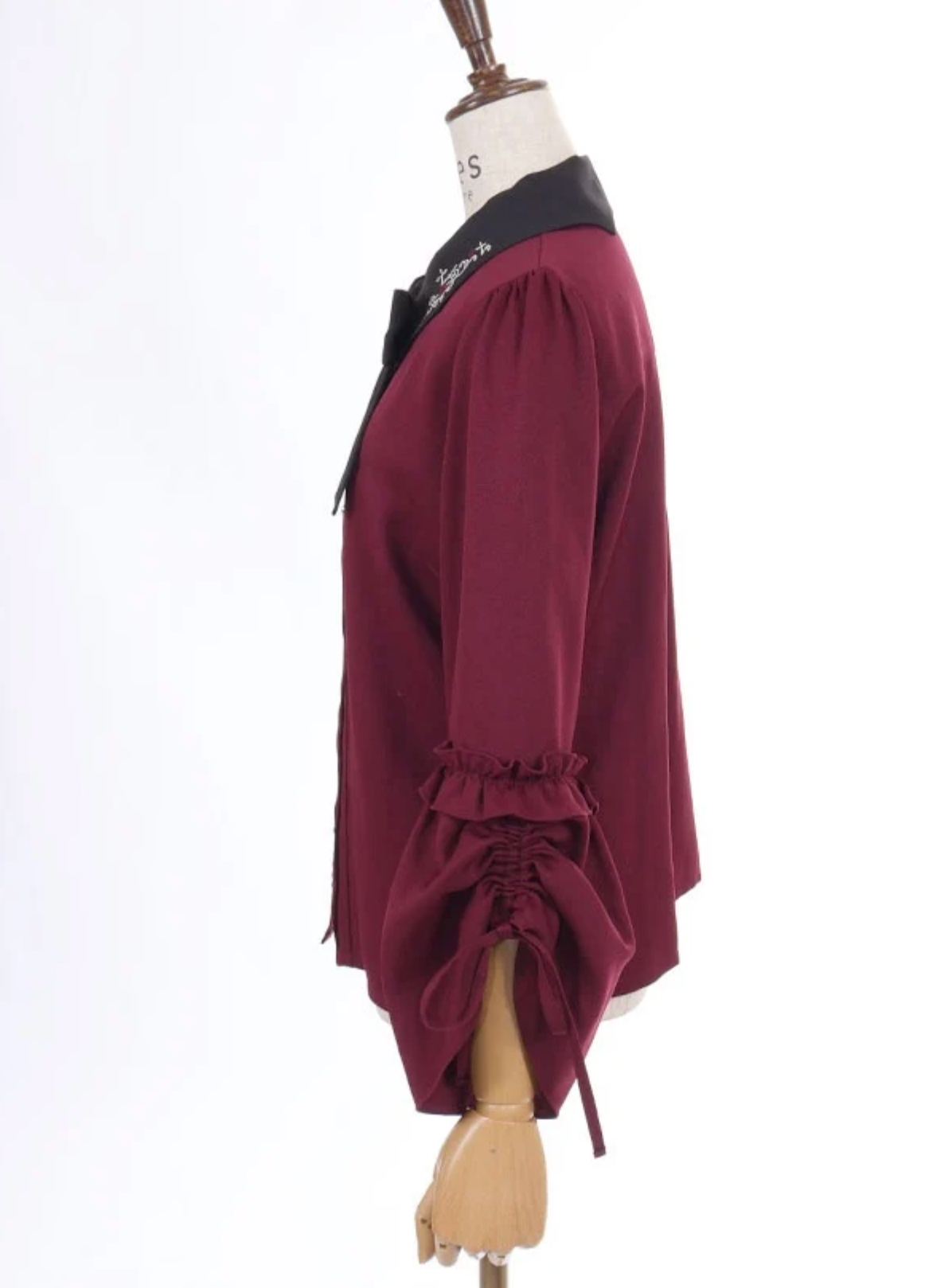 Cross Embroidery Tie Blouse