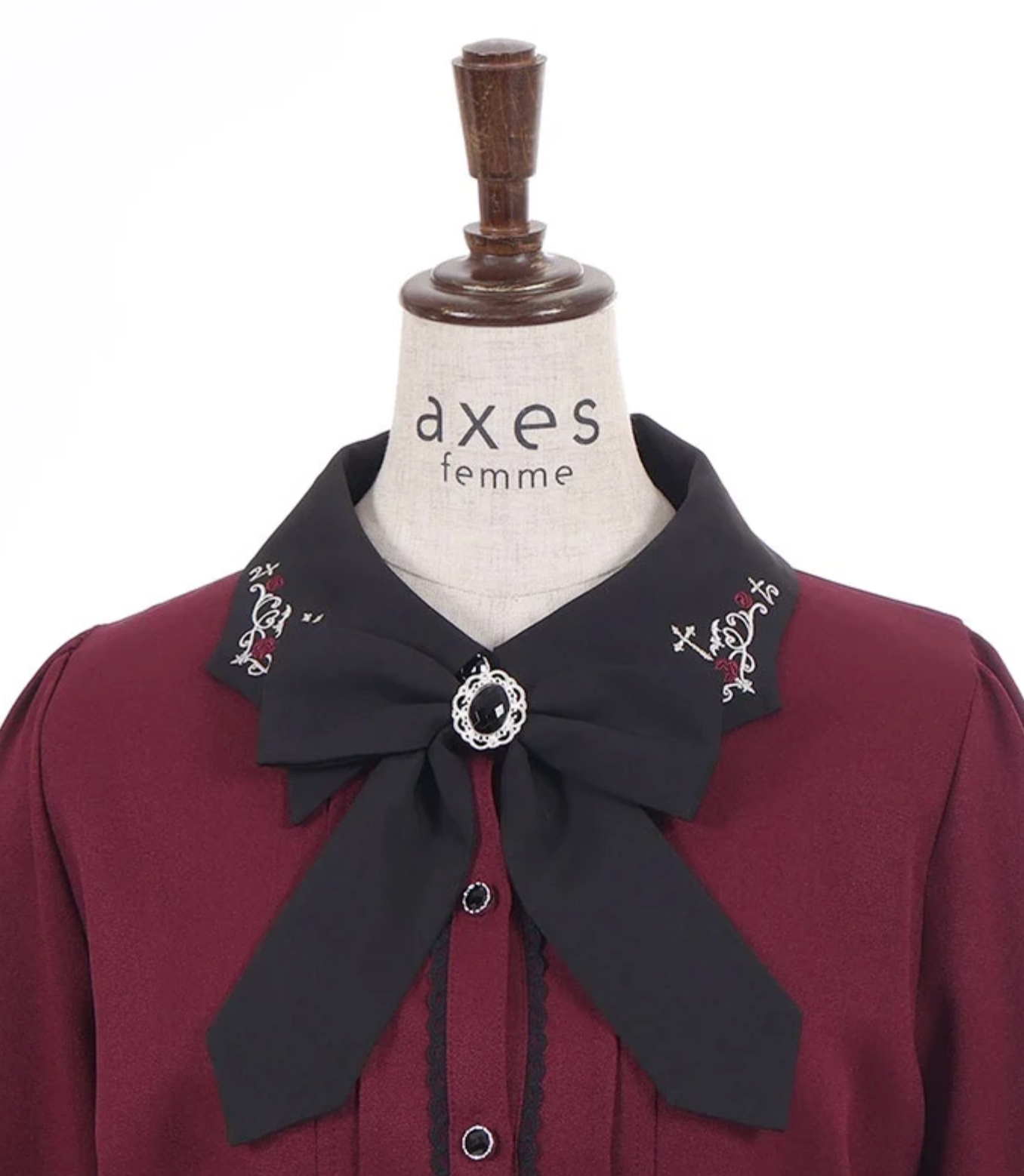 Cross Embroidery Tie Blouse